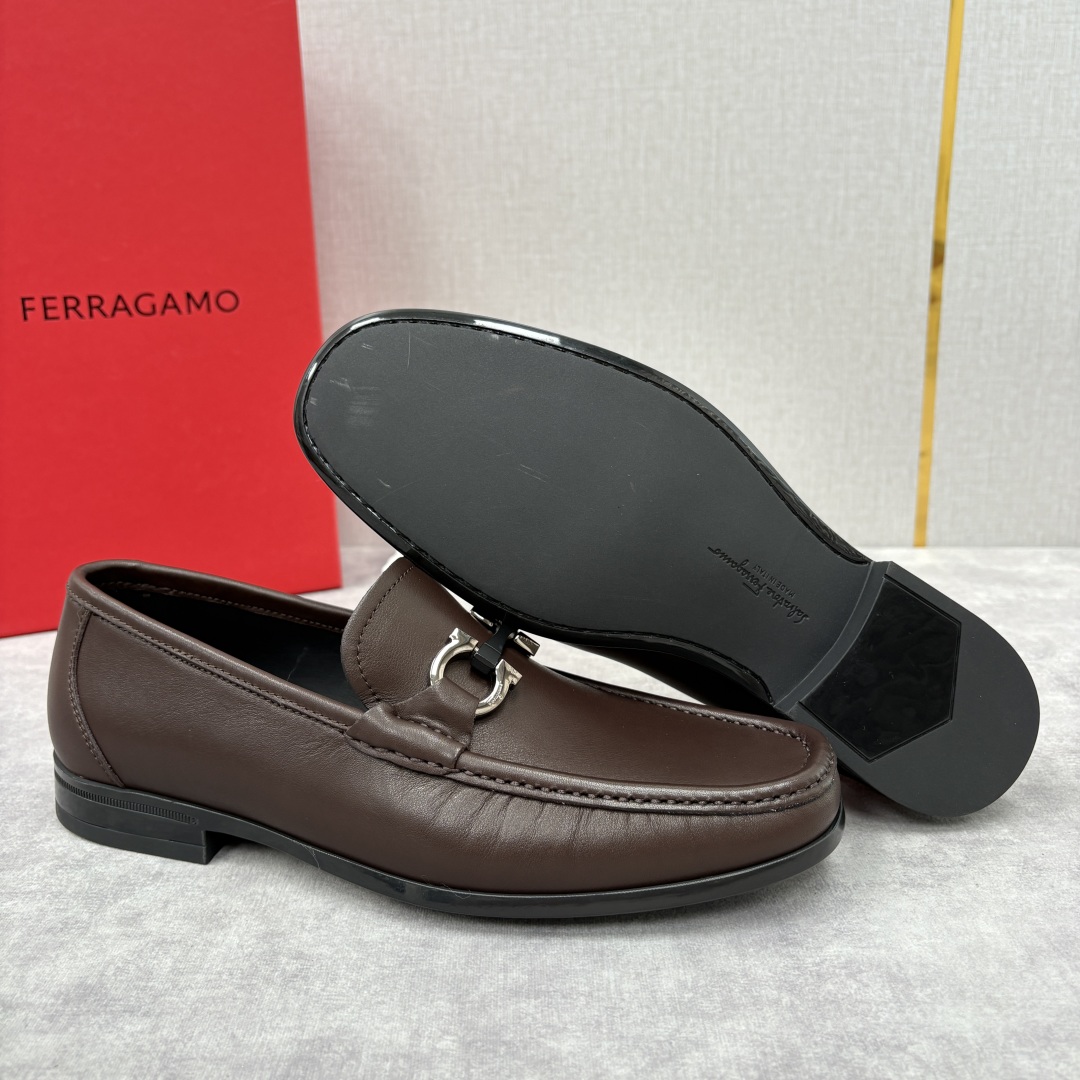 Salvatore Ferragamo Men's Gancini Buckle Leather Loafers - Brown 10 cmp i1755624686852 251 0 8