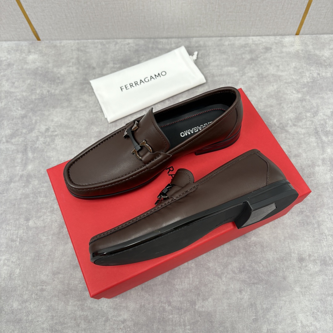Salvatore Ferragamo Men's Gancini Buckle Leather Loafers - Brown 4 cmp i1755624686852 4766 0 2