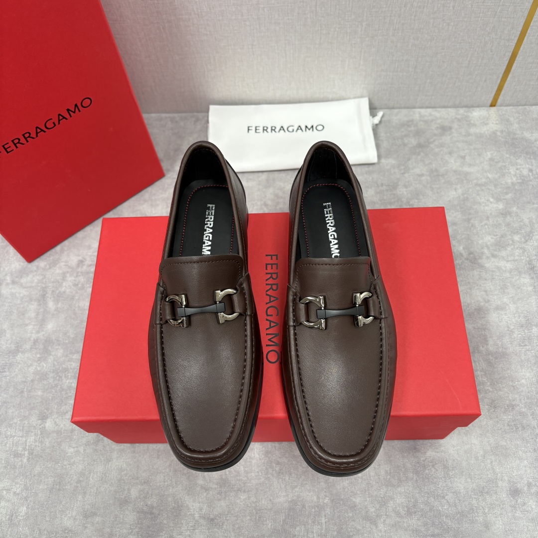 Salvatore Ferragamo Men's Gancini Buckle Leather Loafers - Brown 2 cmp i1755624686864 2709 0 0