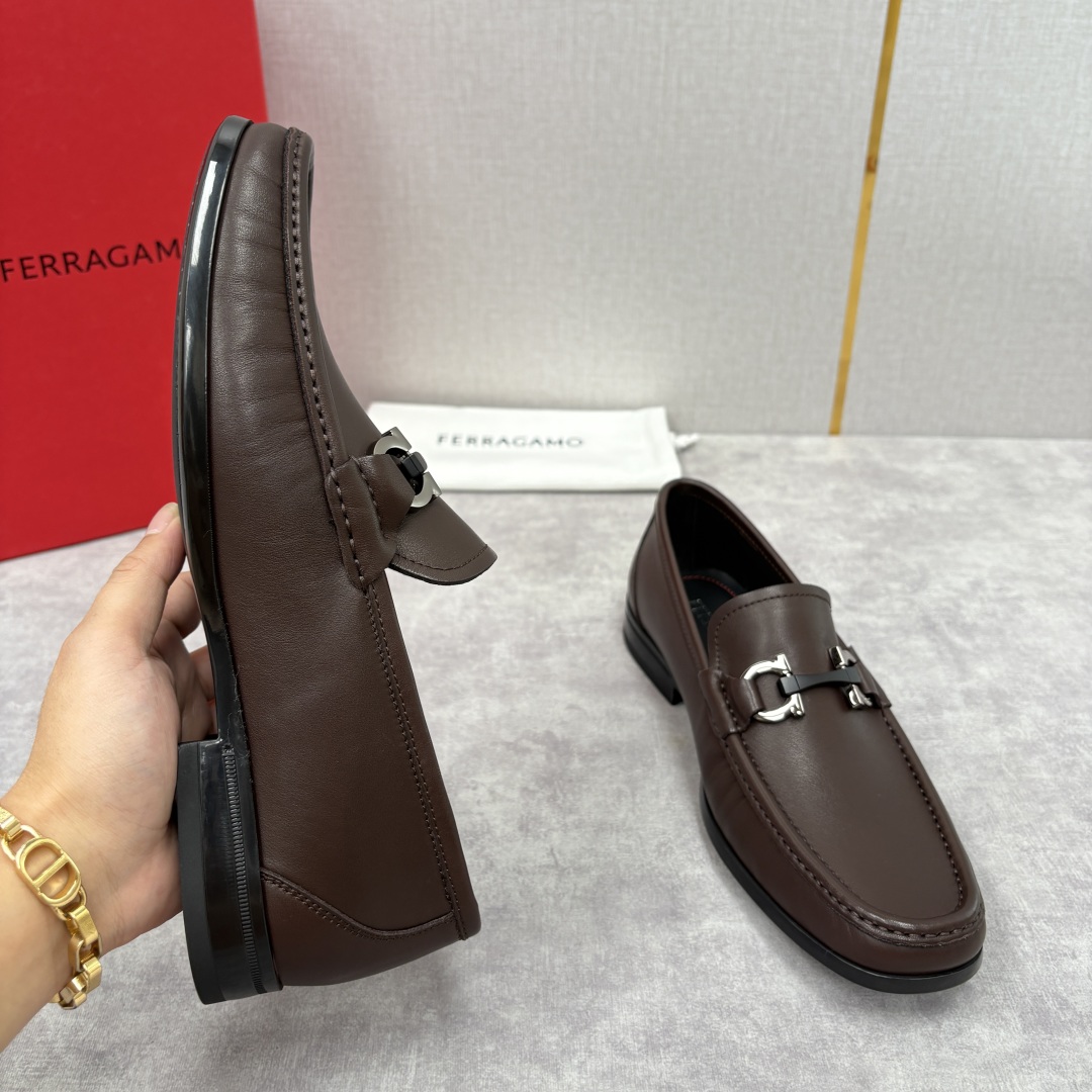 Salvatore Ferragamo Men's Gancini Buckle Leather Loafers - Brown 7 cmp i1755624691850 452 0 5