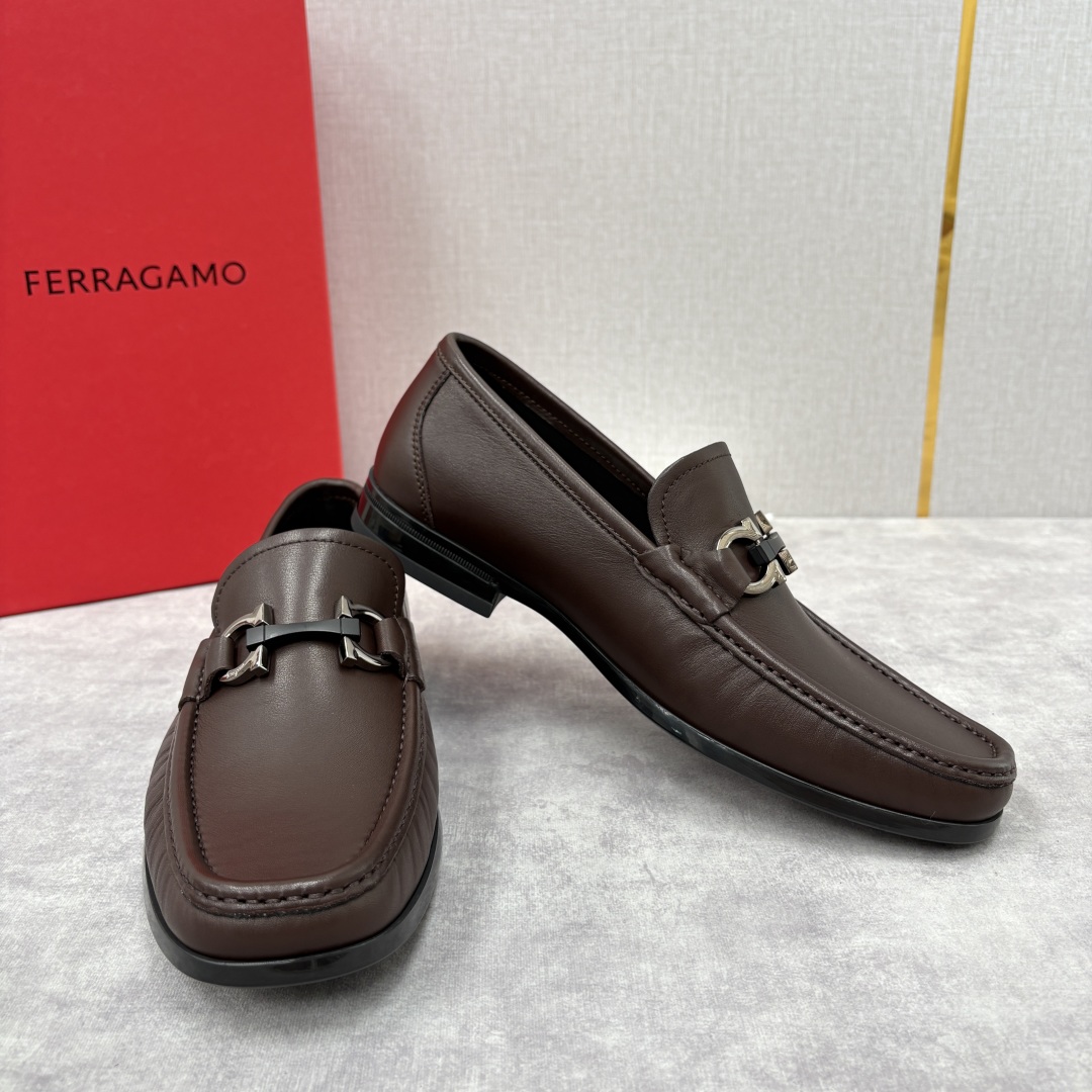 Salvatore Ferragamo Men's Gancini Buckle Leather Loafers - Brown 8 cmp i1755624691851 7594 0 6