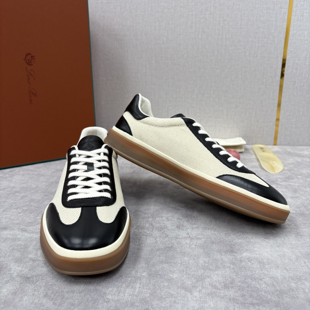 💋💍LP 家新品 LoroPian*/诺悠-翩雅 官方新款男士休闲德训鞋 牛皮拼麻料布板鞋 LP系带休闲