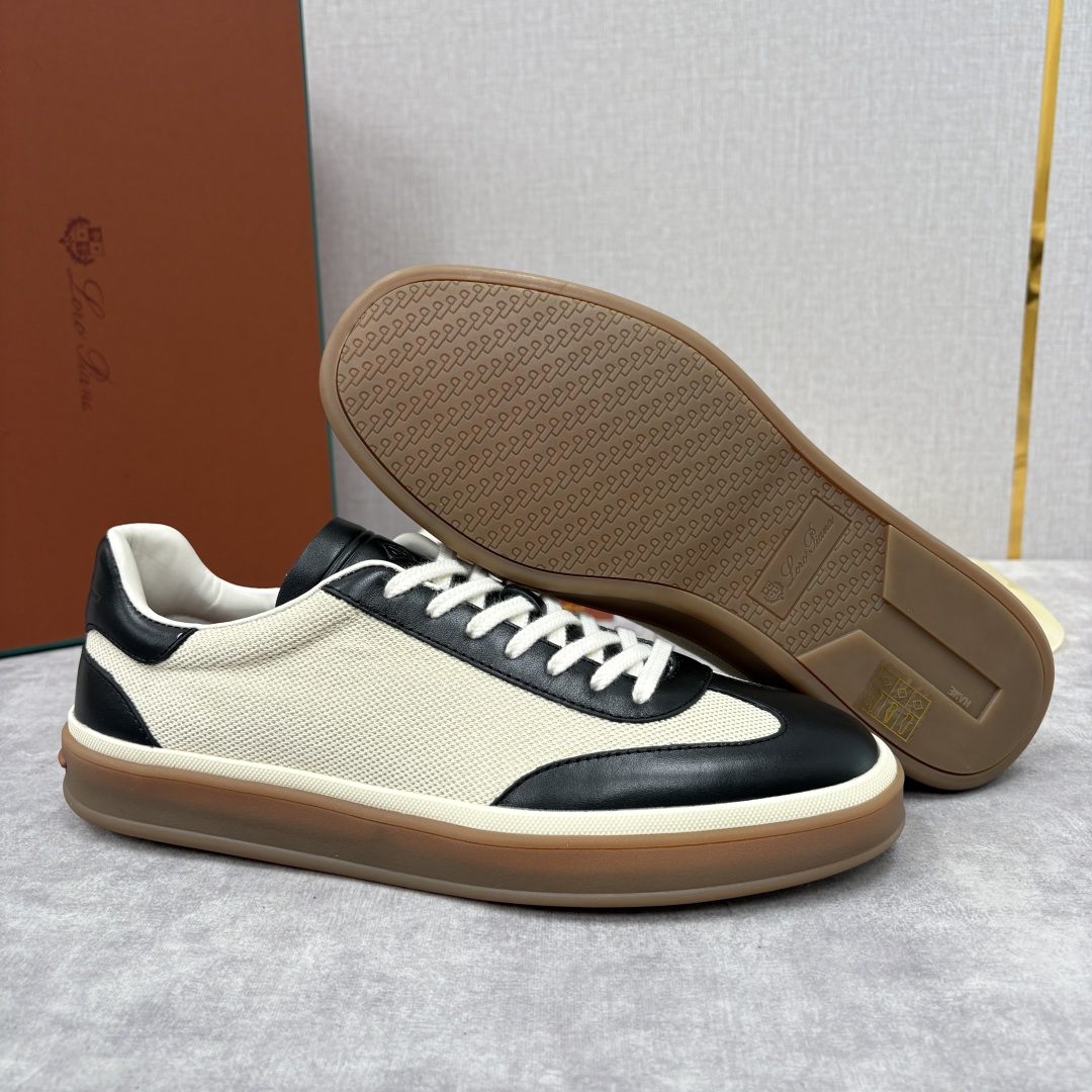 💋💍LP 家新品 LoroPian*/诺悠-翩雅 官方新款男士休闲德训鞋 牛皮拼麻料布板鞋 LP系带休闲