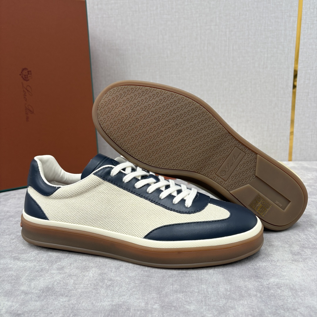 💋💍LP 家新品 LoroPian*/诺悠-翩雅 官方新款男士休闲德训鞋 牛皮拼麻料布板鞋 LP系带休闲