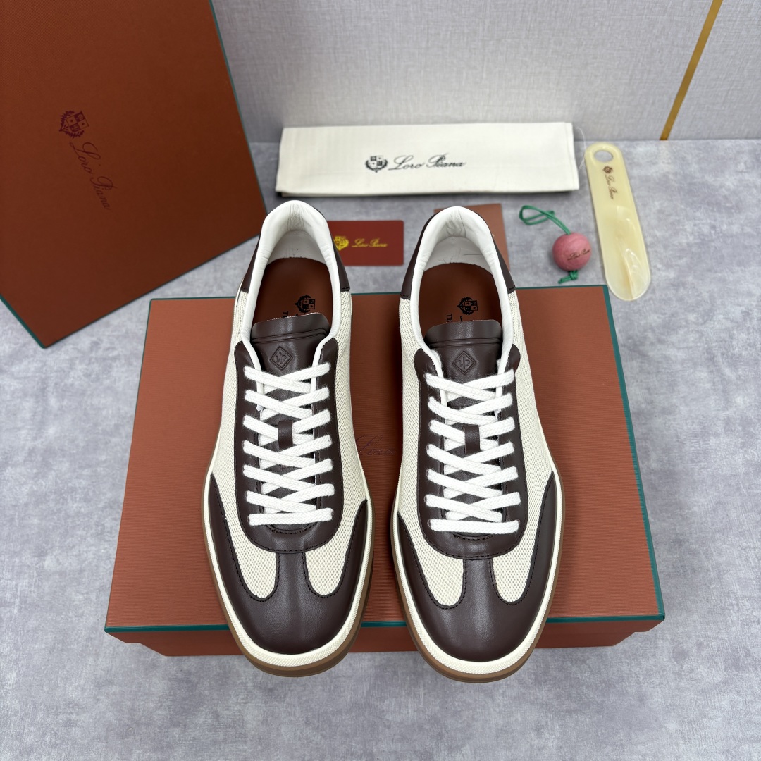 💋💍LP 家新品 LoroPian*/诺悠-翩雅 官方新款男士休闲德训鞋 牛皮拼麻料布板鞋 LP系带休闲