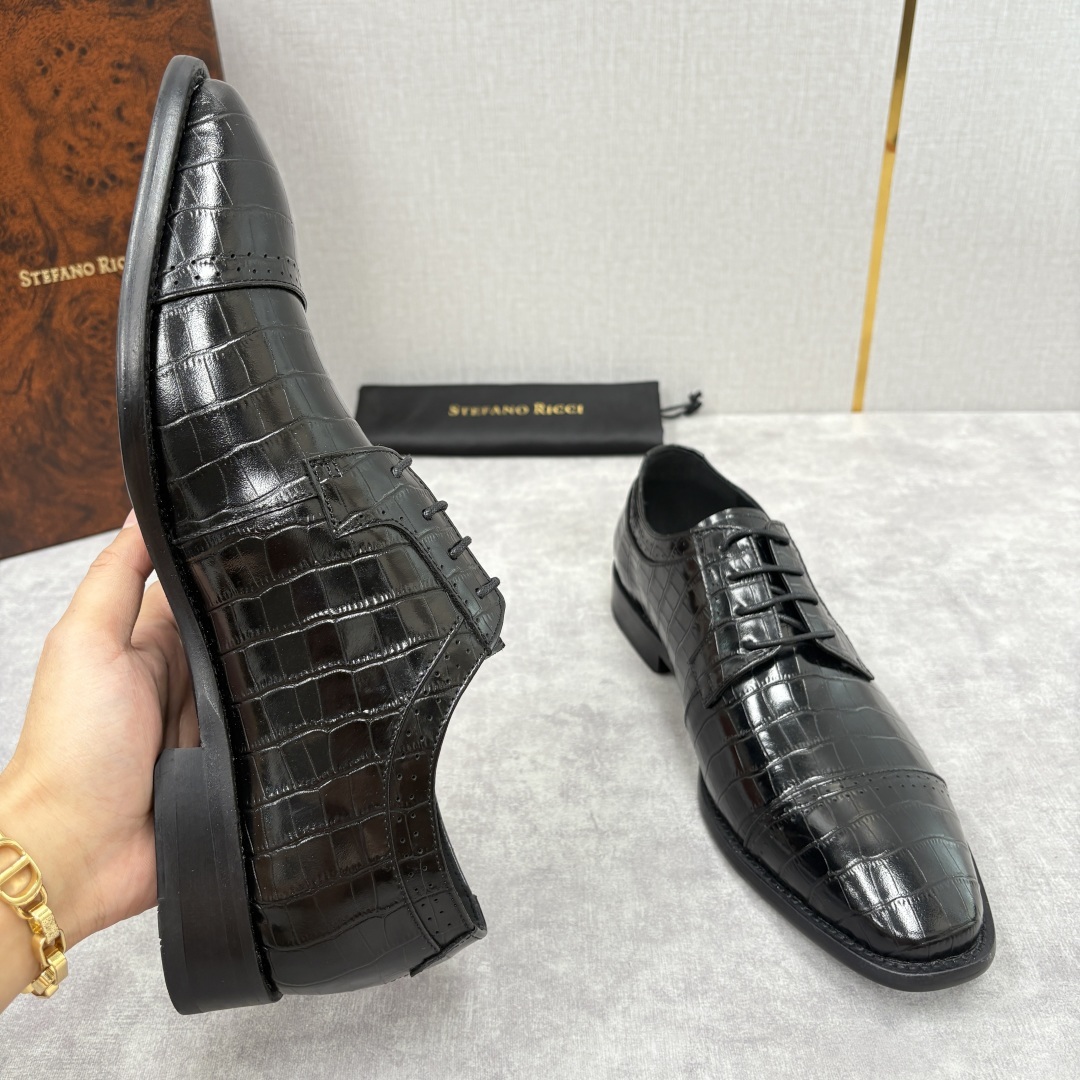 💋💍SR 家新品 Stefano-Ricci史蒂*芬 男士正装鞋🤵皮鞋 采用鳄鱼纹🐊压纹牛皮/进口牛皮