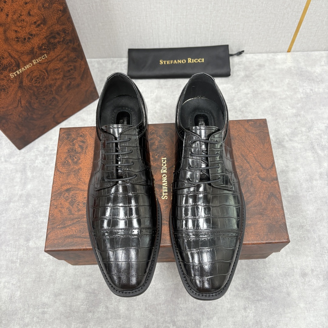 💋💍SR 家新品 Stefano-Ricci史蒂*芬 男士正装鞋🤵皮鞋 采用鳄鱼纹🐊压纹牛皮/进口牛皮