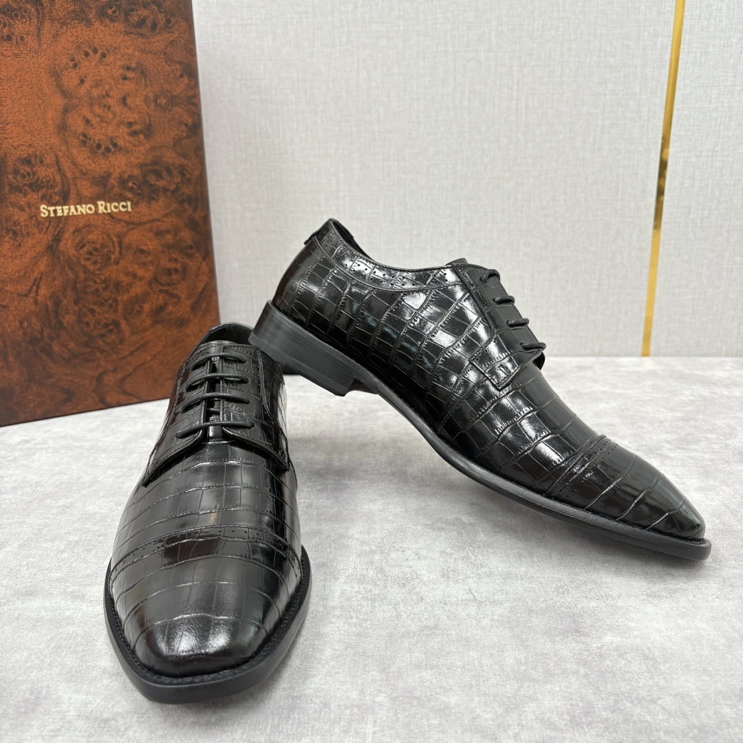 💋💍SR 家新品 Stefano-Ricci史蒂*芬 男士正装鞋🤵皮鞋 采用鳄鱼纹🐊压纹牛皮/进口牛皮