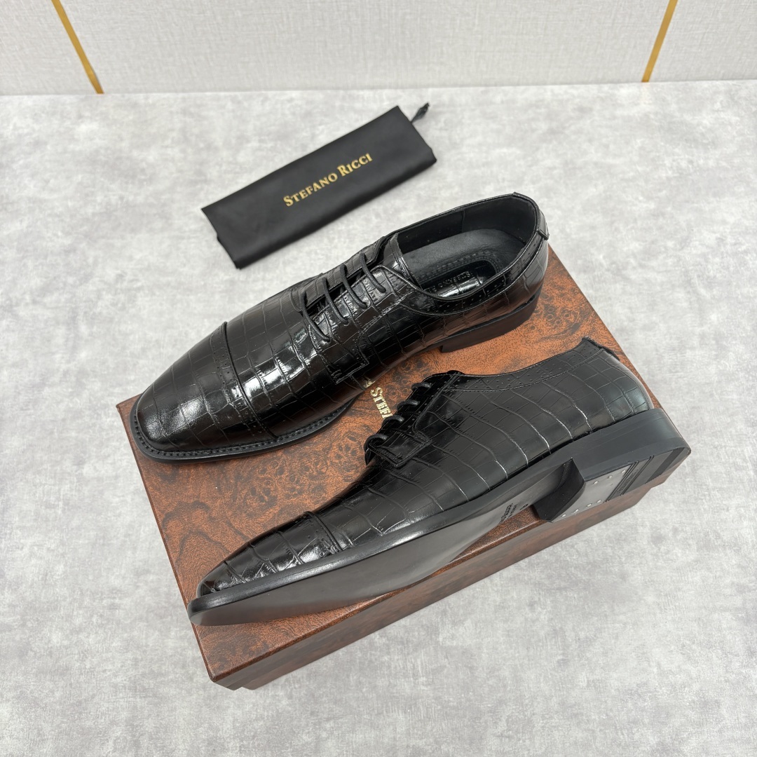 💋💍SR 家新品 Stefano-Ricci史蒂*芬 男士正装鞋🤵皮鞋 采用鳄鱼纹🐊压纹牛皮/进口牛皮