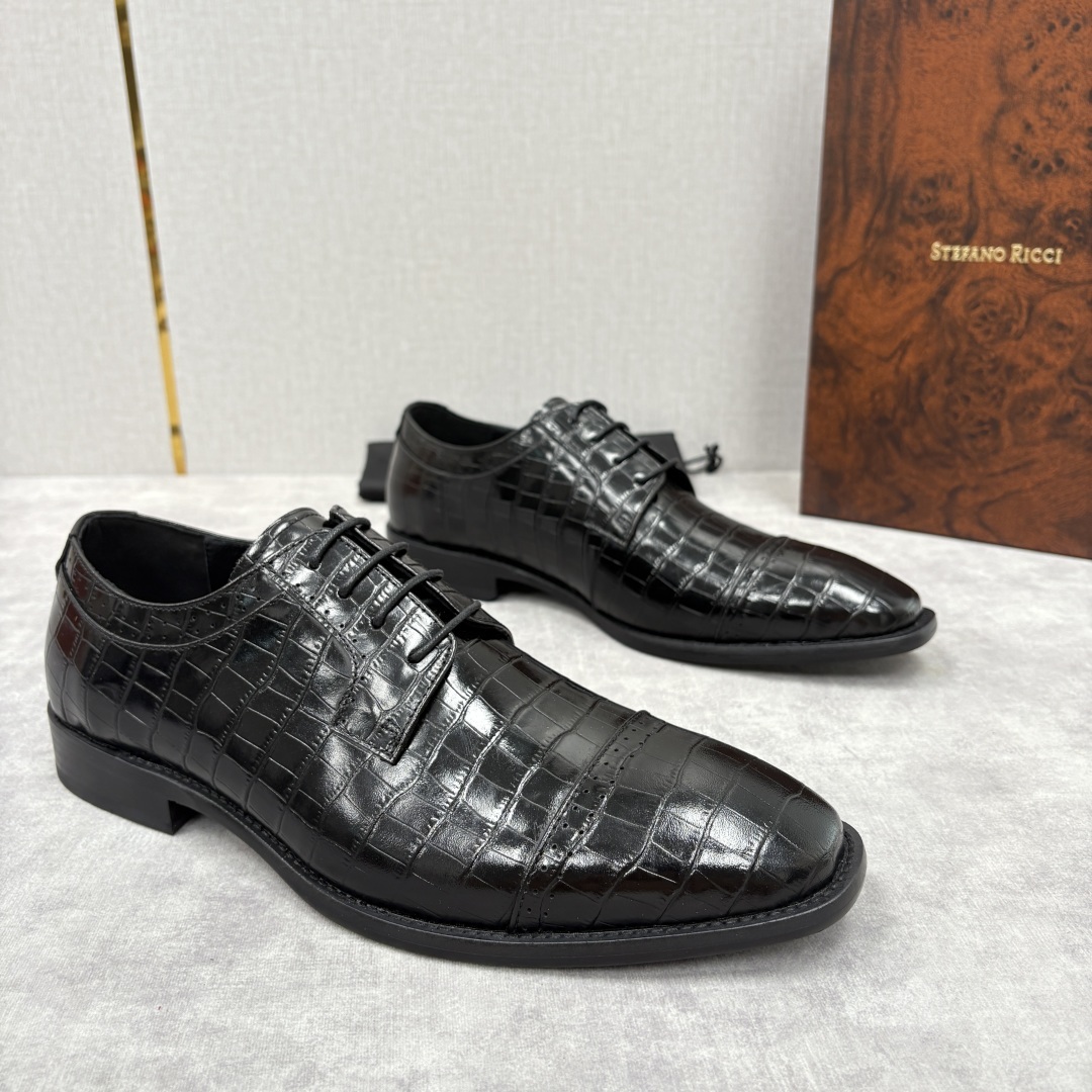 💋💍SR 家新品 Stefano-Ricci史蒂*芬 男士正装鞋🤵皮鞋 采用鳄鱼纹🐊压纹牛皮/进口牛皮
