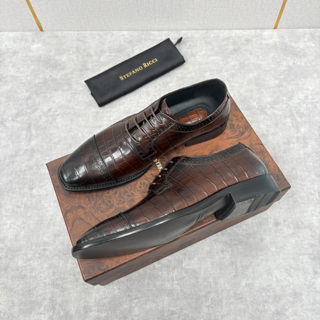 💋💍SR 家新品 Stefano-Ricci史蒂*芬 男士正装鞋🤵皮鞋 采用鳄鱼纹🐊压纹牛皮/进口牛皮