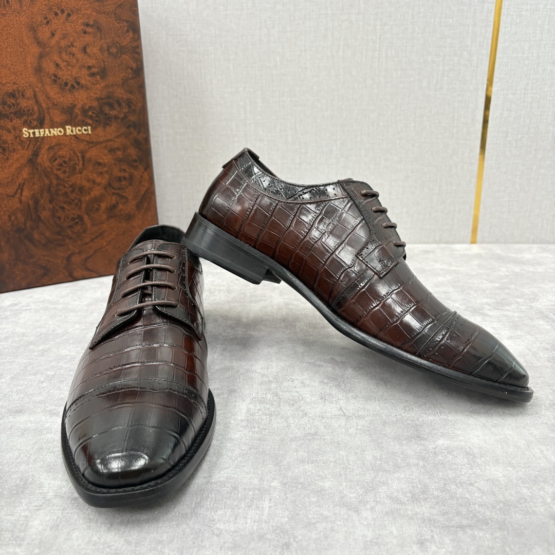 💋💍SR 家新品 Stefano-Ricci史蒂*芬 男士正装鞋🤵皮鞋 采用鳄鱼纹🐊压纹牛皮/进口牛皮
