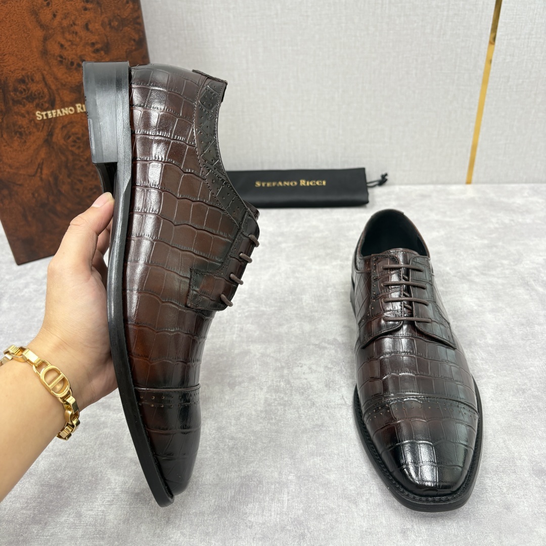 💋💍SR 家新品 Stefano-Ricci史蒂*芬 男士正装鞋🤵皮鞋 采用鳄鱼纹🐊压纹牛皮/进口牛皮