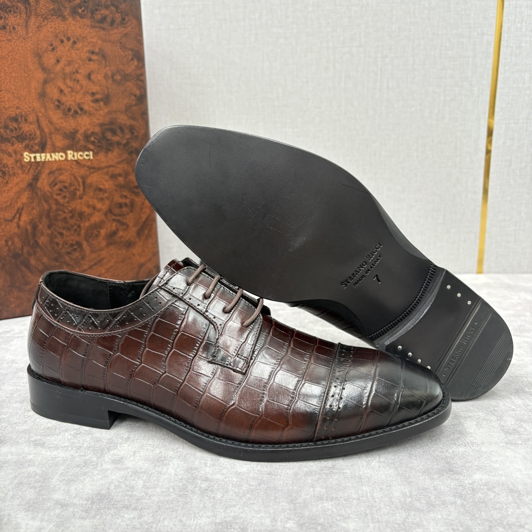 💋💍SR 家新品 Stefano-Ricci史蒂*芬 男士正装鞋🤵皮鞋 采用鳄鱼纹🐊压纹牛皮/进口牛皮