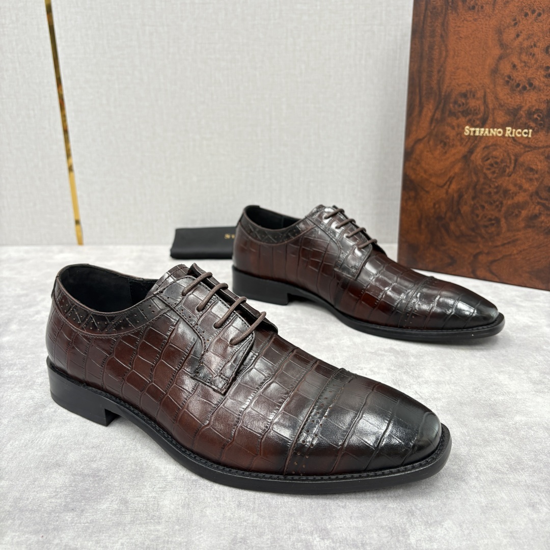 💋💍SR 家新品 Stefano-Ricci史蒂*芬 男士正装鞋🤵皮鞋 采用鳄鱼纹🐊压纹牛皮/进口牛皮