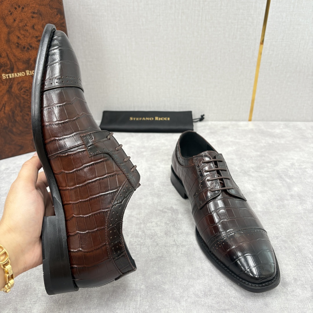 💋💍SR 家新品 Stefano-Ricci史蒂*芬 男士正装鞋🤵皮鞋 采用鳄鱼纹🐊压纹牛皮/进口牛皮