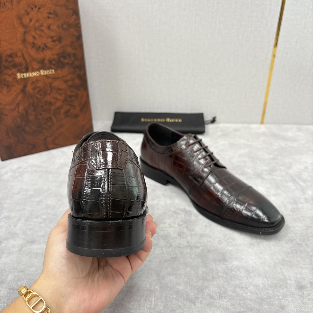 💋💍SR 家新品 Stefano-Ricci史蒂*芬 男士正装鞋🤵皮鞋 采用鳄鱼纹🐊压纹牛皮/进口牛皮