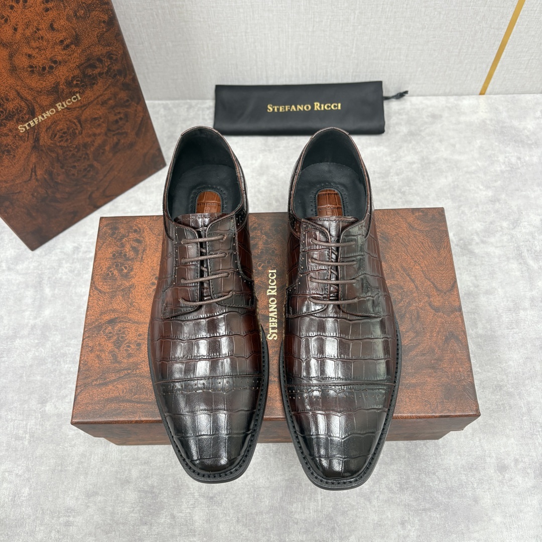 💋💍SR 家新品 Stefano-Ricci史蒂*芬 男士正装鞋🤵皮鞋 采用鳄鱼纹🐊压纹牛皮/进口牛皮