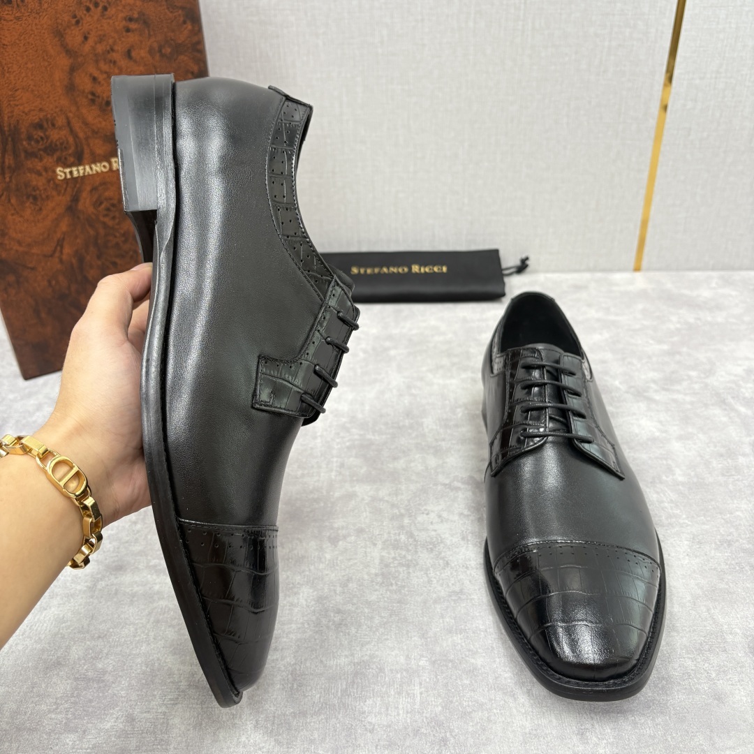 💋💍SR 家新品 Stefano-Ricci史蒂*芬 男士正装鞋🤵皮鞋 采用鳄鱼纹🐊压纹牛皮/进口牛皮