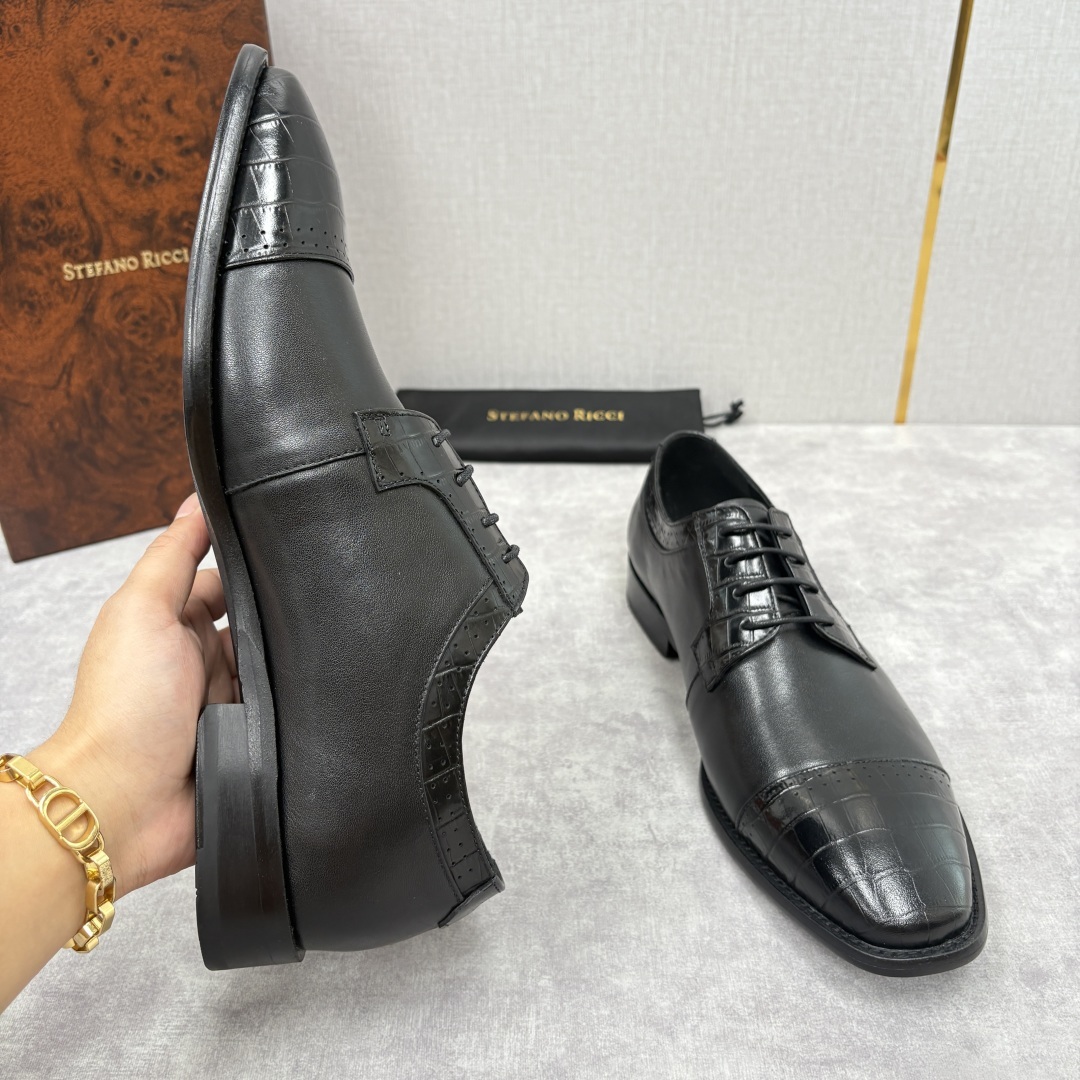 💋💍SR 家新品 Stefano-Ricci史蒂*芬 男士正装鞋🤵皮鞋 采用鳄鱼纹🐊压纹牛皮/进口牛皮
