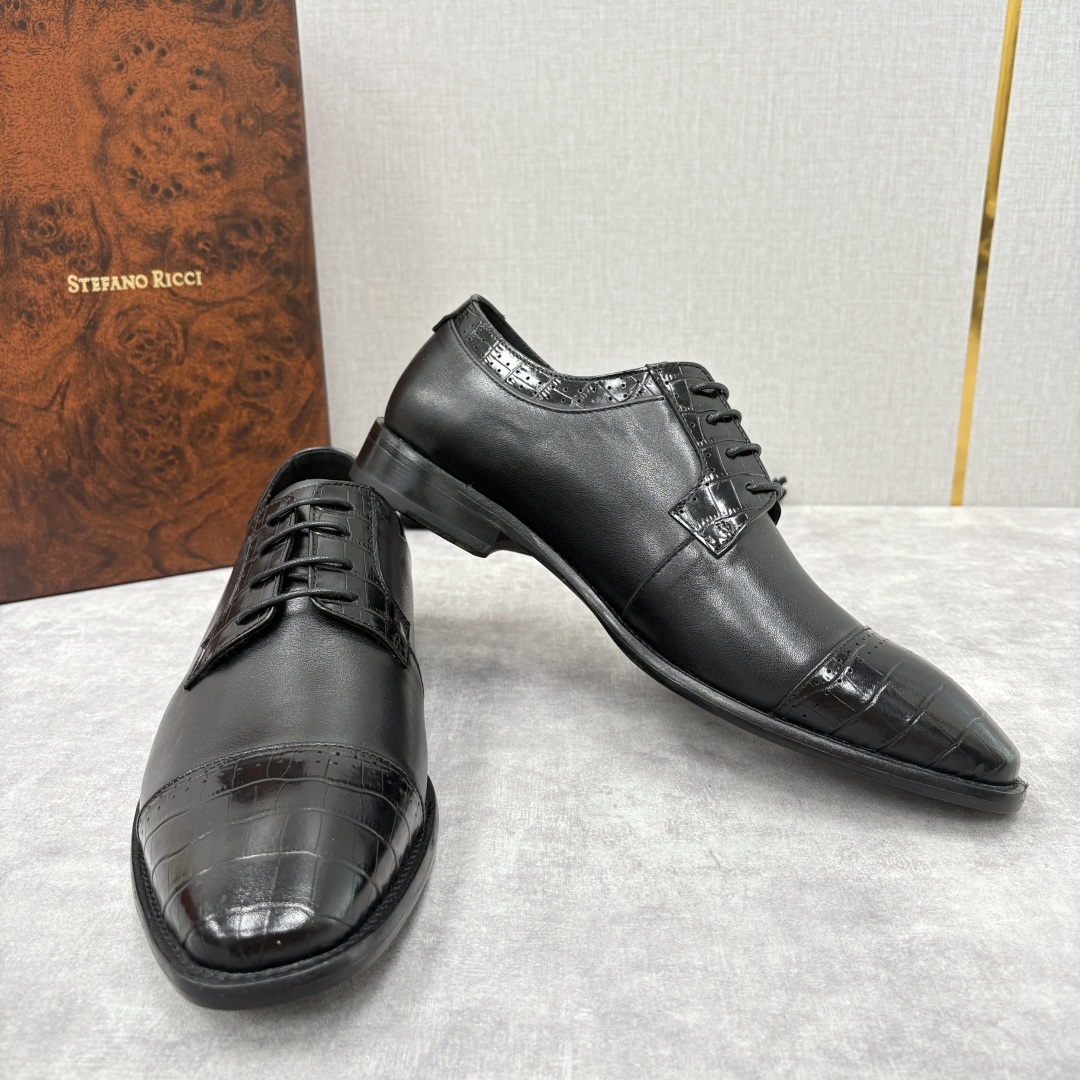 💋💍SR 家新品 Stefano-Ricci史蒂*芬 男士正装鞋🤵皮鞋 采用鳄鱼纹🐊压纹牛皮/进口牛皮