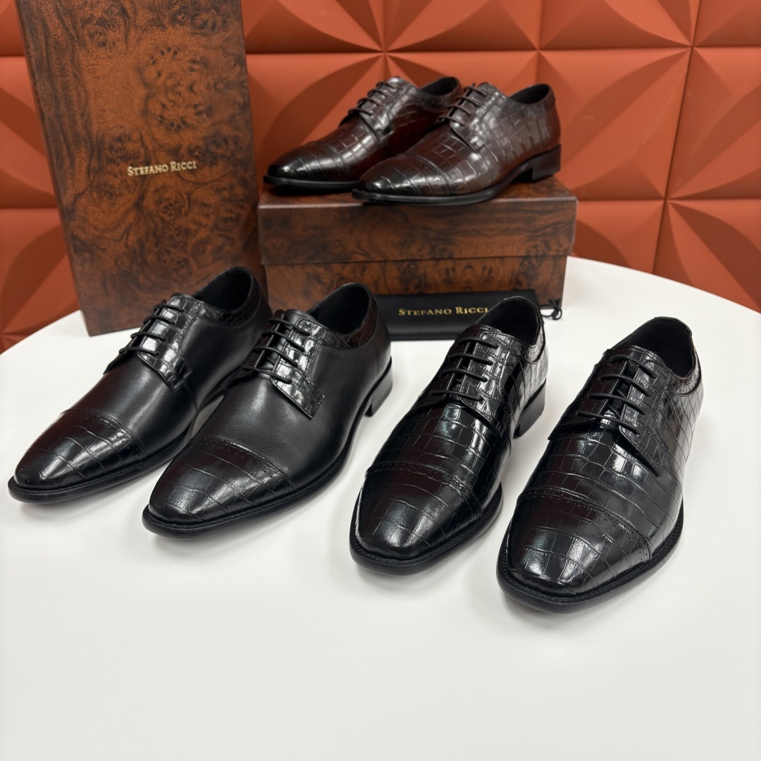 💋💍SR 家新品 Stefano-Ricci史蒂*芬 男士正装鞋🤵皮鞋 采用鳄鱼纹🐊压纹牛皮/进口牛皮