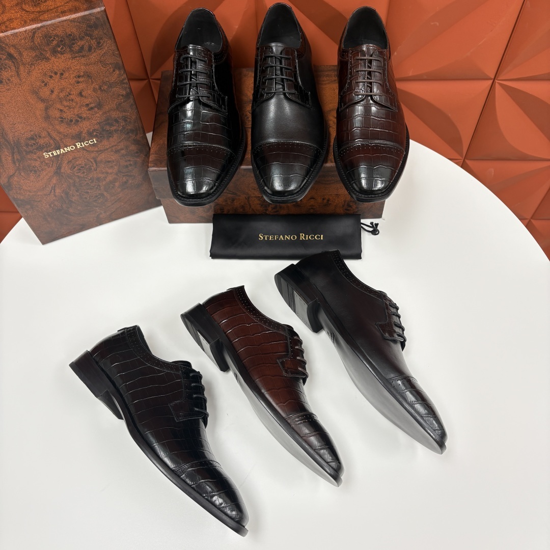 💋💍SR 家新品 Stefano-Ricci史蒂*芬 男士正装鞋🤵皮鞋 采用鳄鱼纹🐊压纹牛皮/进口牛皮