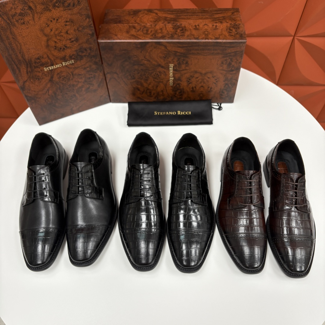 💋💍SR 家新品 Stefano-Ricci史蒂*芬 男士正装鞋🤵皮鞋 采用鳄鱼纹🐊压纹牛皮/进口牛皮
