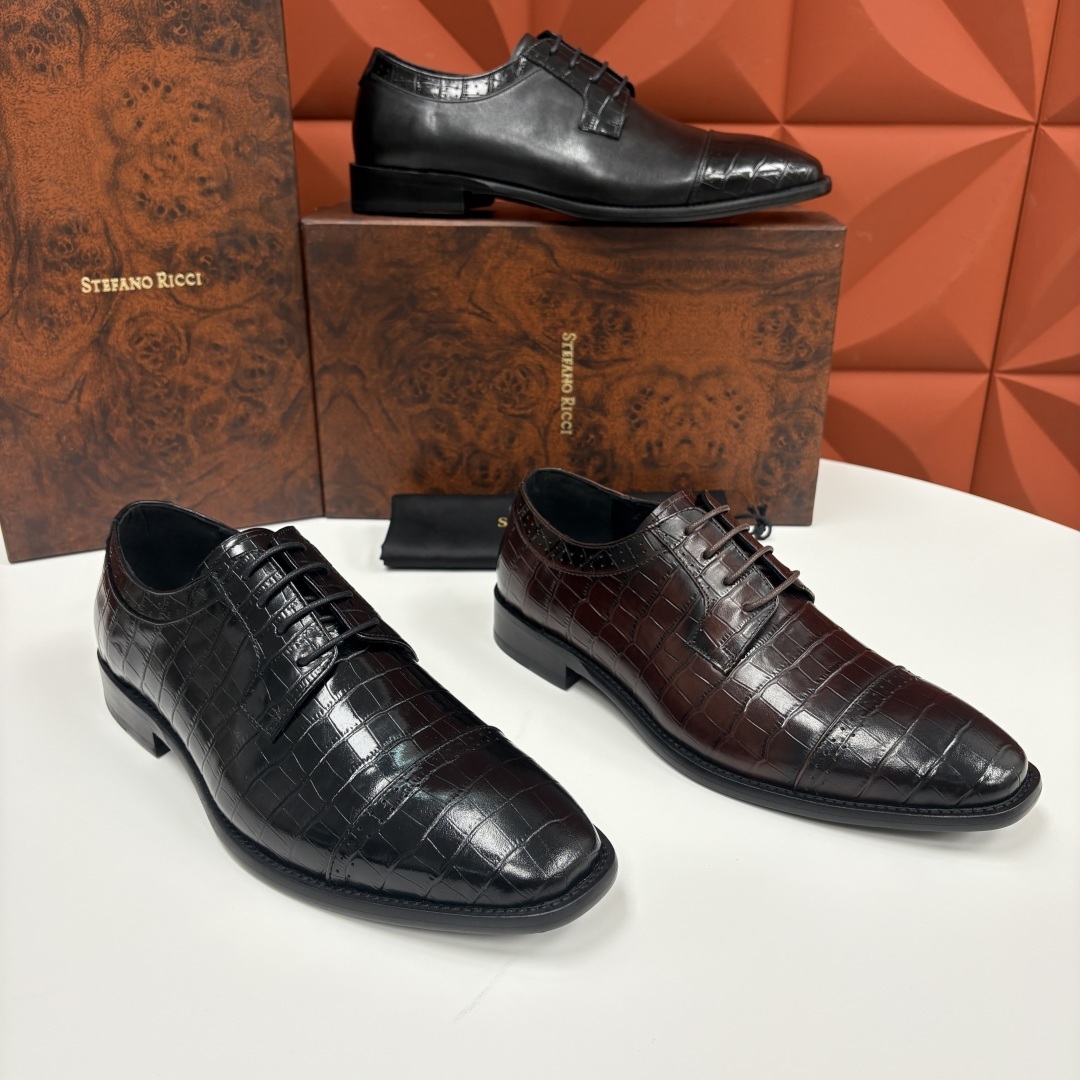 💋💍SR 家新品 Stefano-Ricci史蒂*芬 男士正装鞋🤵皮鞋 采用鳄鱼纹🐊压纹牛皮/进口牛皮