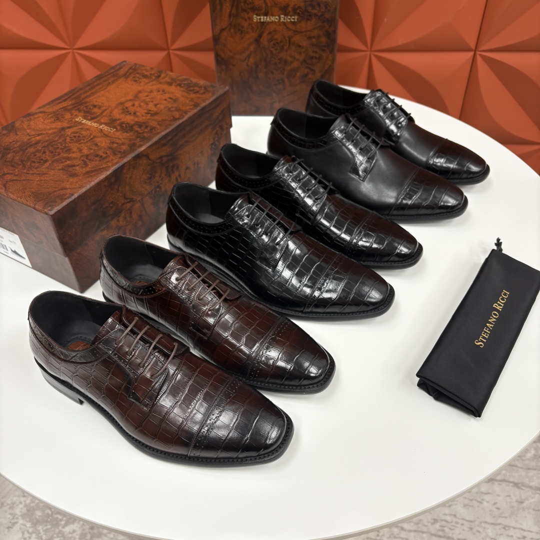 💋💍SR 家新品 Stefano-Ricci史蒂*芬 男士正装鞋🤵皮鞋 采用鳄鱼纹🐊压纹牛皮/进口牛皮