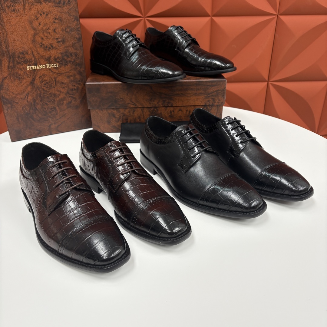 💋💍SR 家新品 Stefano-Ricci史蒂*芬 男士正装鞋🤵皮鞋 采用鳄鱼纹🐊压纹牛皮/进口牛皮