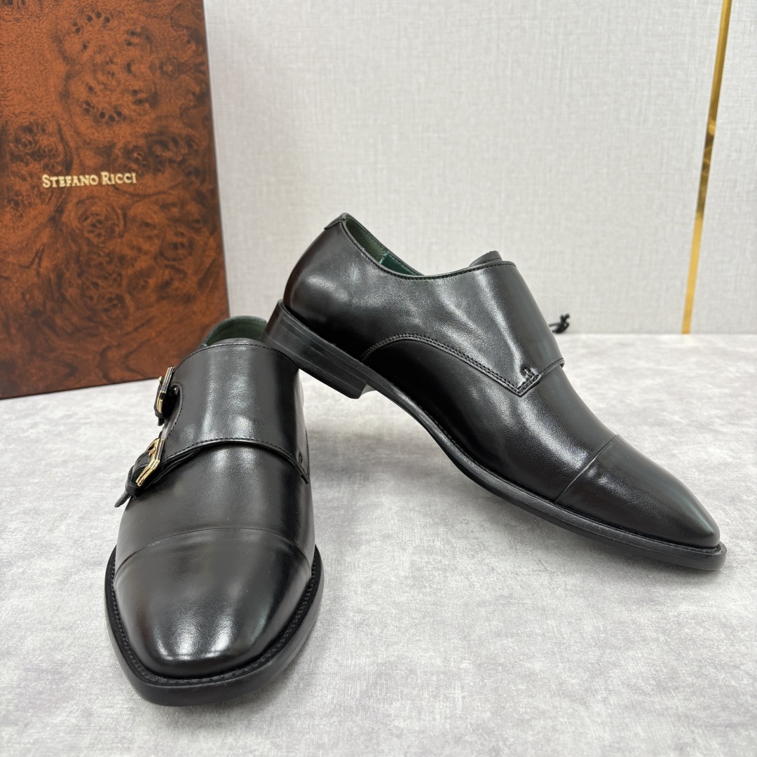 💋💍SR 家新品 Stefano-Ricci史蒂*芬 男士正装鞋🤵皮鞋 双搭扣孟克鞋 采用鳄鱼纹🐊压纹牛