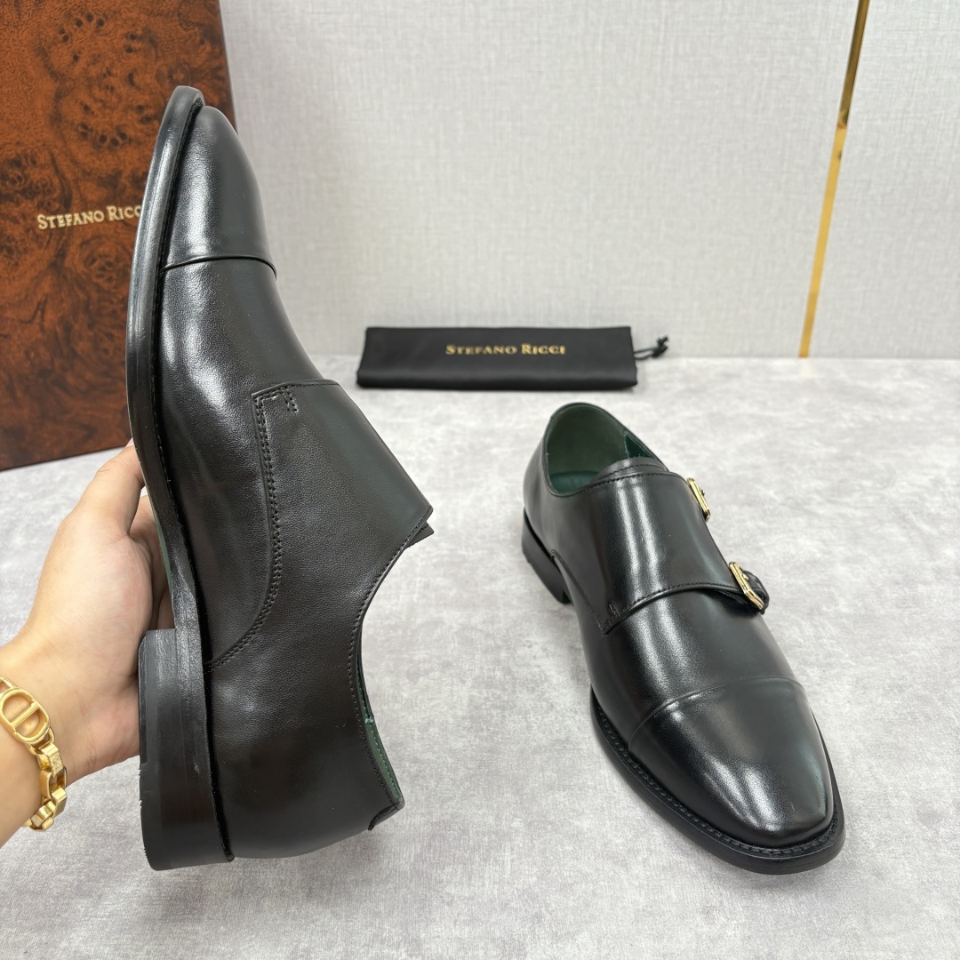 💋💍SR 家新品 Stefano-Ricci史蒂*芬 男士正装鞋🤵皮鞋 双搭扣孟克鞋 采用鳄鱼纹🐊压纹牛