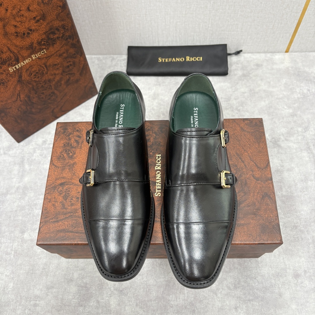 💋💍SR 家新品 Stefano-Ricci史蒂*芬 男士正装鞋🤵皮鞋 双搭扣孟克鞋 采用鳄鱼纹🐊压纹牛