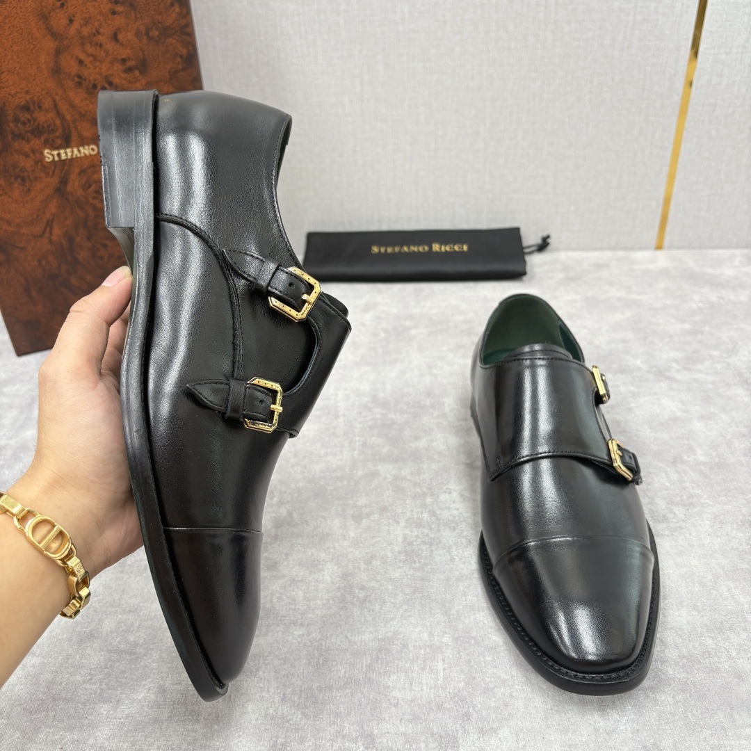 💋💍SR 家新品 Stefano-Ricci史蒂*芬 男士正装鞋🤵皮鞋 双搭扣孟克鞋 采用鳄鱼纹🐊压纹牛