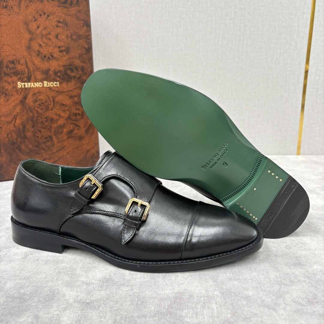 💋💍SR 家新品 Stefano-Ricci史蒂*芬 男士正装鞋🤵皮鞋 双搭扣孟克鞋 采用鳄鱼纹🐊压纹牛