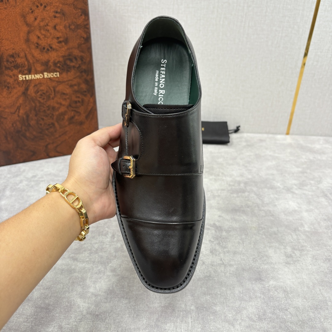 💋💍SR 家新品 Stefano-Ricci史蒂*芬 男士正装鞋🤵皮鞋 双搭扣孟克鞋 采用鳄鱼纹🐊压纹牛