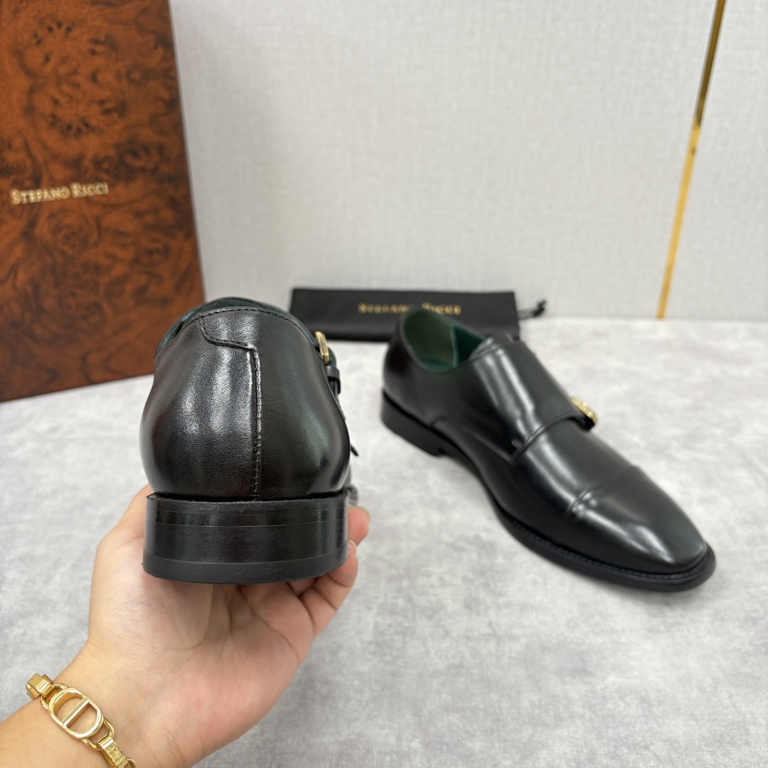 💋💍SR 家新品 Stefano-Ricci史蒂*芬 男士正装鞋🤵皮鞋 双搭扣孟克鞋 采用鳄鱼纹🐊压纹牛