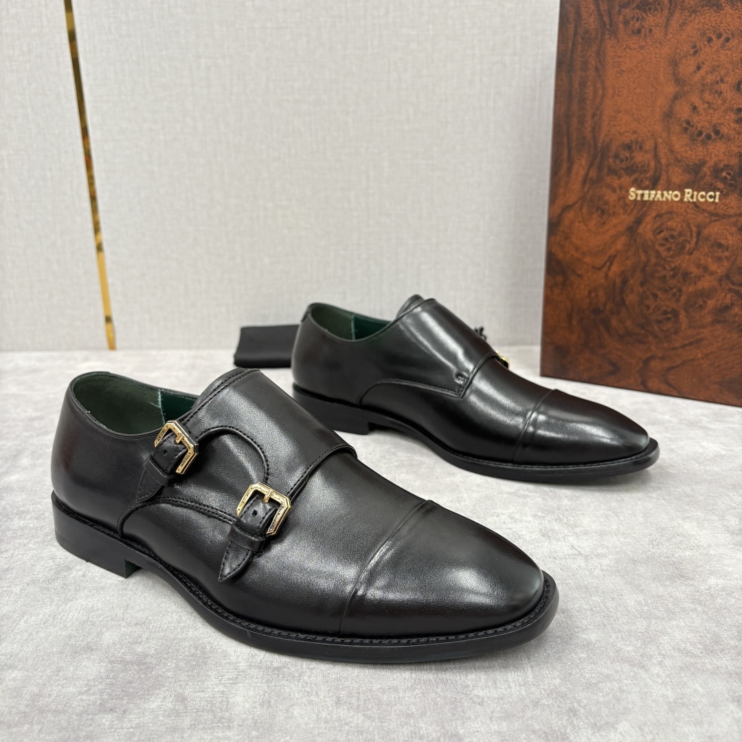 💋💍SR 家新品 Stefano-Ricci史蒂*芬 男士正装鞋🤵皮鞋 双搭扣孟克鞋 采用鳄鱼纹🐊压纹牛