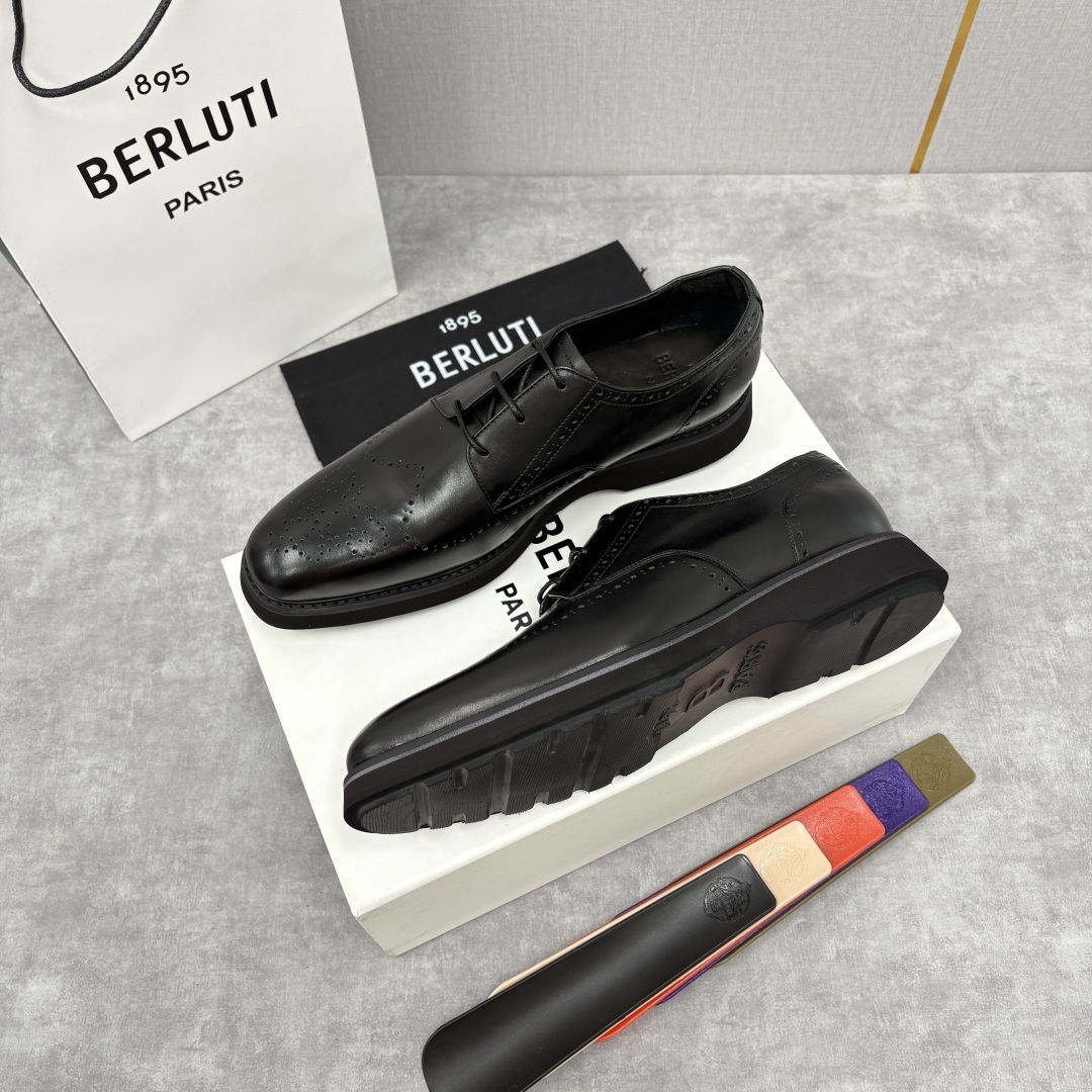 💋 💍 BERLUT* 布鲁提 New Alessio皮革布洛克雕花牛津鞋 官方 17,100 男士厚底