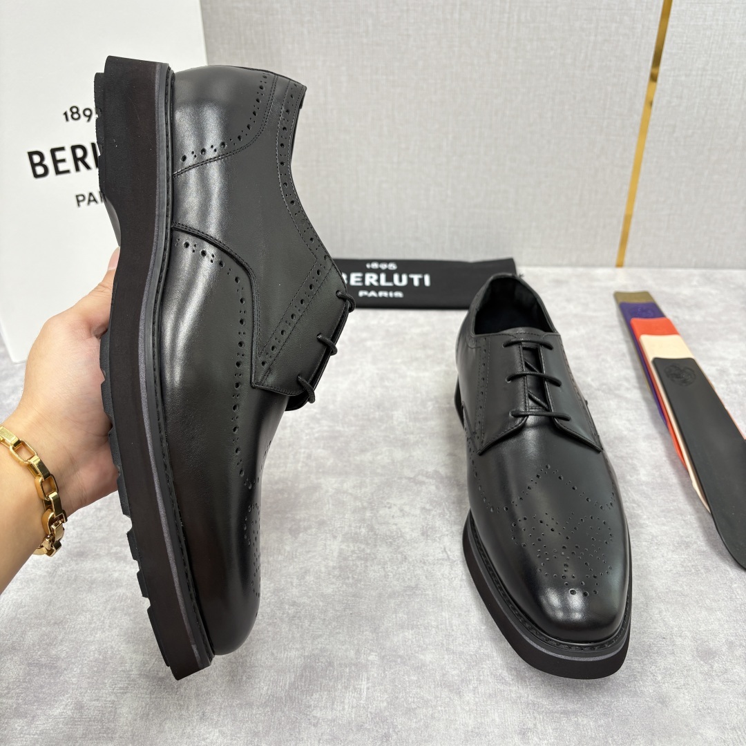 💋 💍 BERLUT* 布鲁提 New Alessio皮革布洛克雕花牛津鞋 官方 17,100 男士厚底