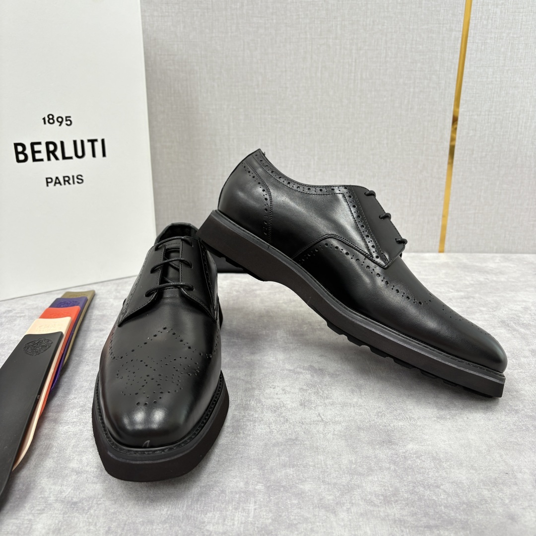 💋 💍 BERLUT* 布鲁提 New Alessio皮革布洛克雕花牛津鞋 官方 17,100 男士厚底