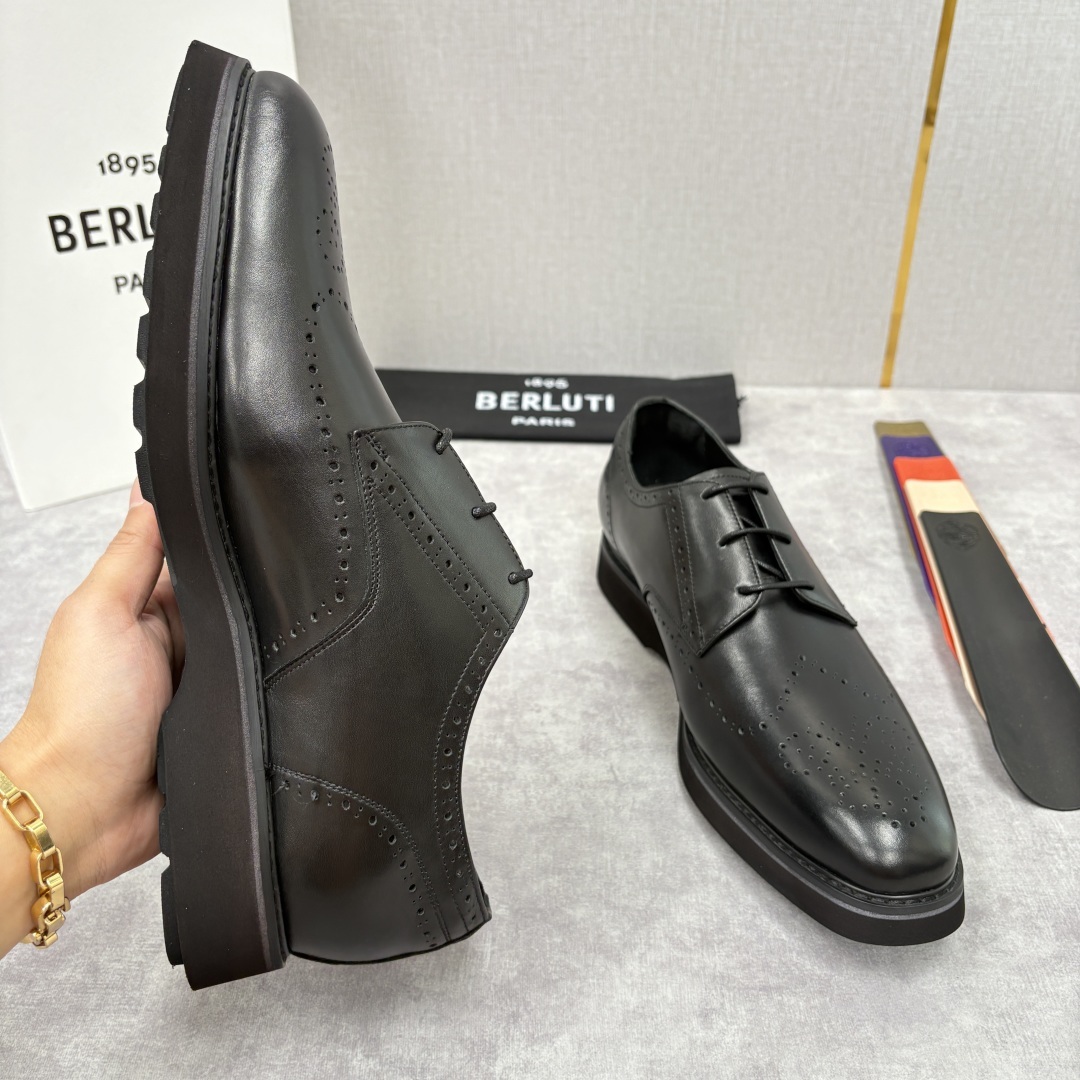 💋 💍 BERLUT* 布鲁提 New Alessio皮革布洛克雕花牛津鞋 官方 17,100 男士厚底
