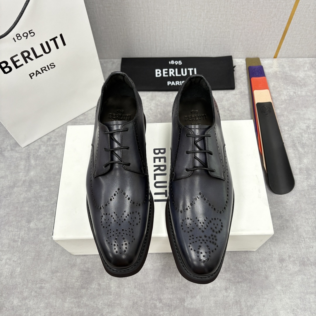 💋 💍 BERLUT* 布鲁提 New Alessio皮革布洛克雕花牛津鞋 官方 17,100 男士厚底