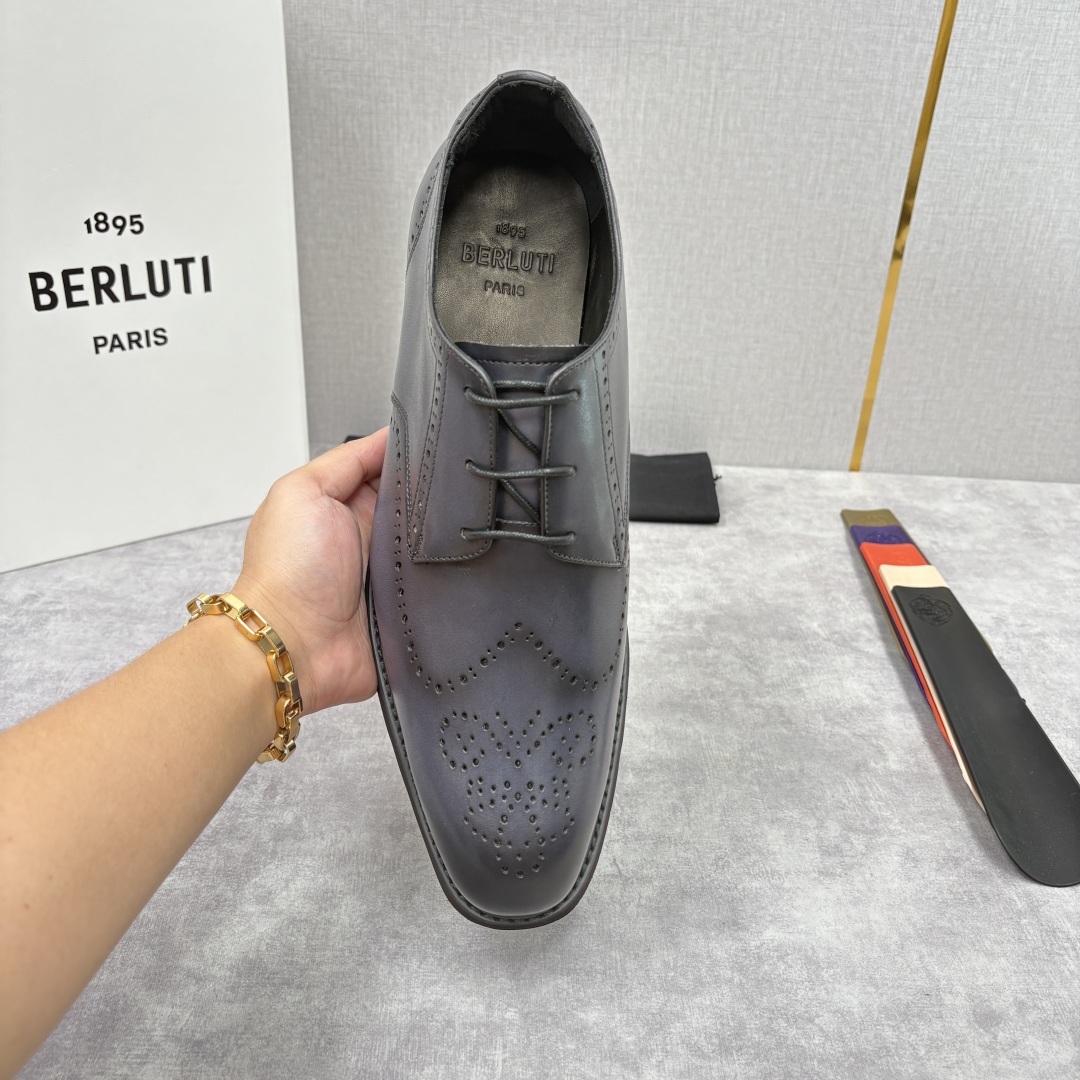 💋 💍 BERLUT* 布鲁提 New Alessio皮革布洛克雕花牛津鞋 官方 17,100 男士厚底