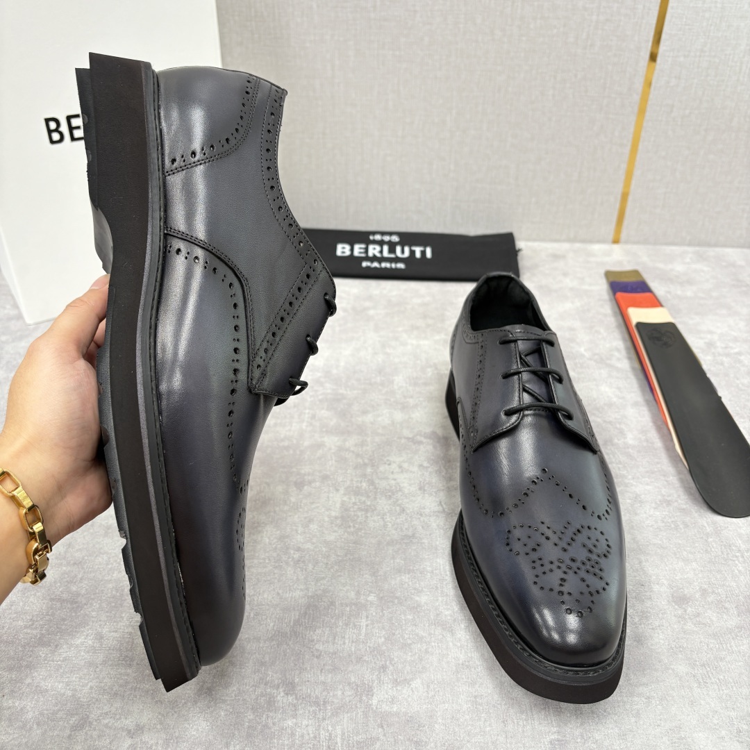 💋 💍 BERLUT* 布鲁提 New Alessio皮革布洛克雕花牛津鞋 官方 17,100 男士厚底