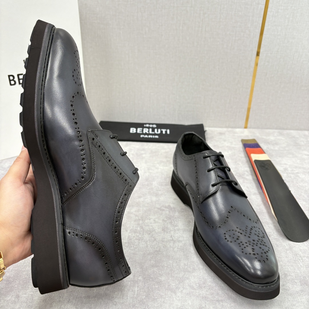 💋 💍 BERLUT* 布鲁提 New Alessio皮革布洛克雕花牛津鞋 官方 17,100 男士厚底