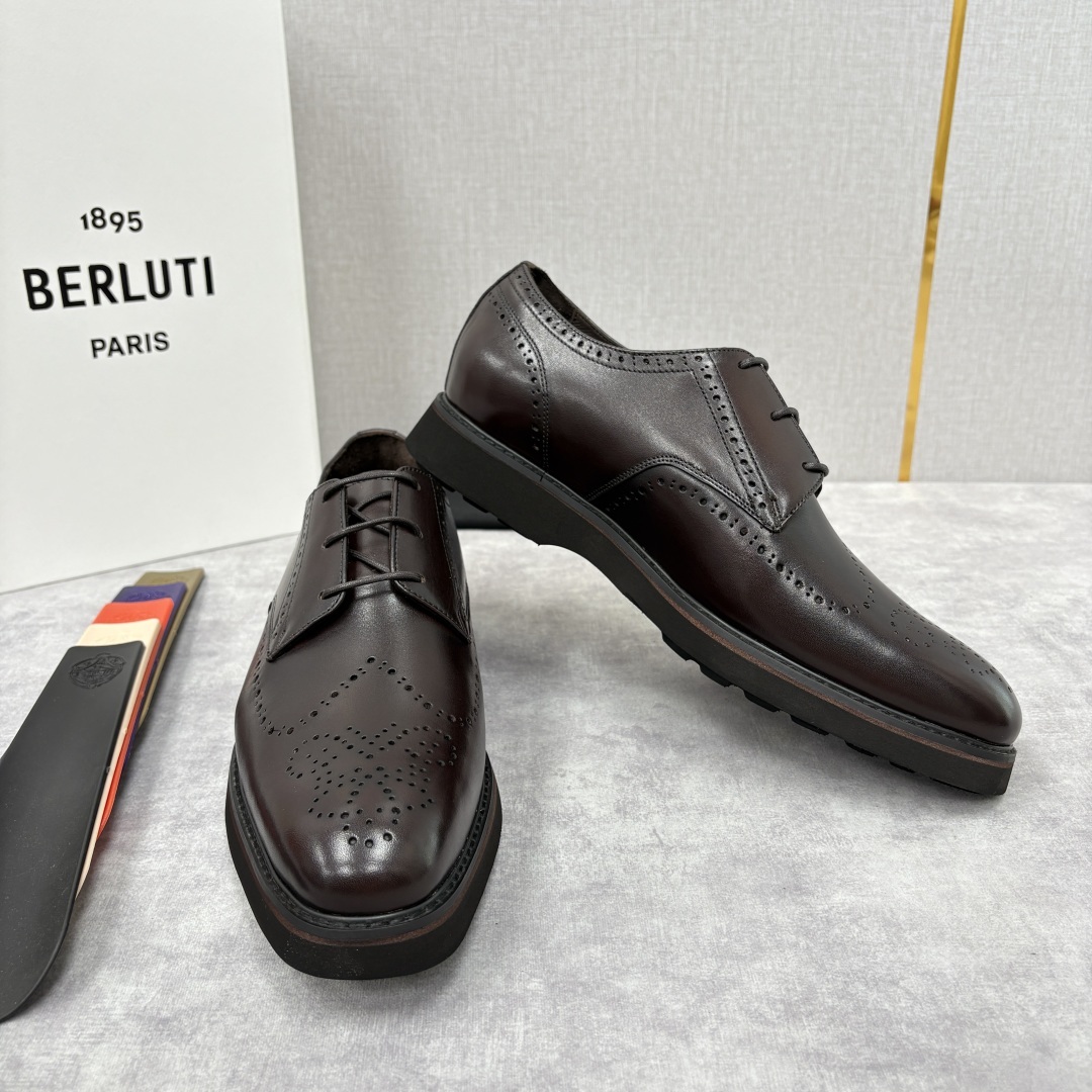 💋 💍 BERLUT* 布鲁提 New Alessio皮革布洛克雕花牛津鞋 官方 17,100 男士厚底