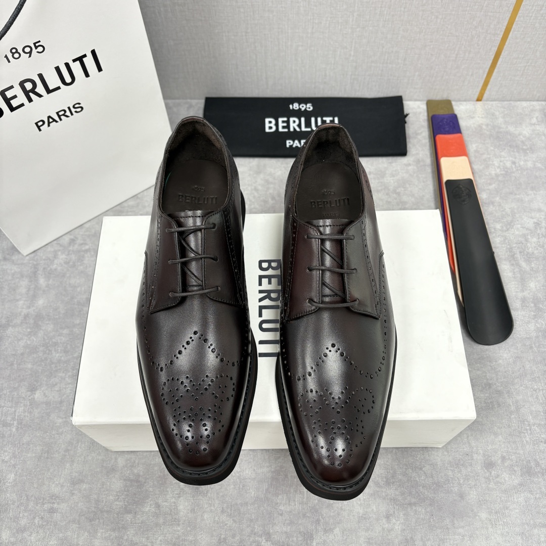 💋 💍 BERLUT* 布鲁提 New Alessio皮革布洛克雕花牛津鞋 官方 17,100 男士厚底