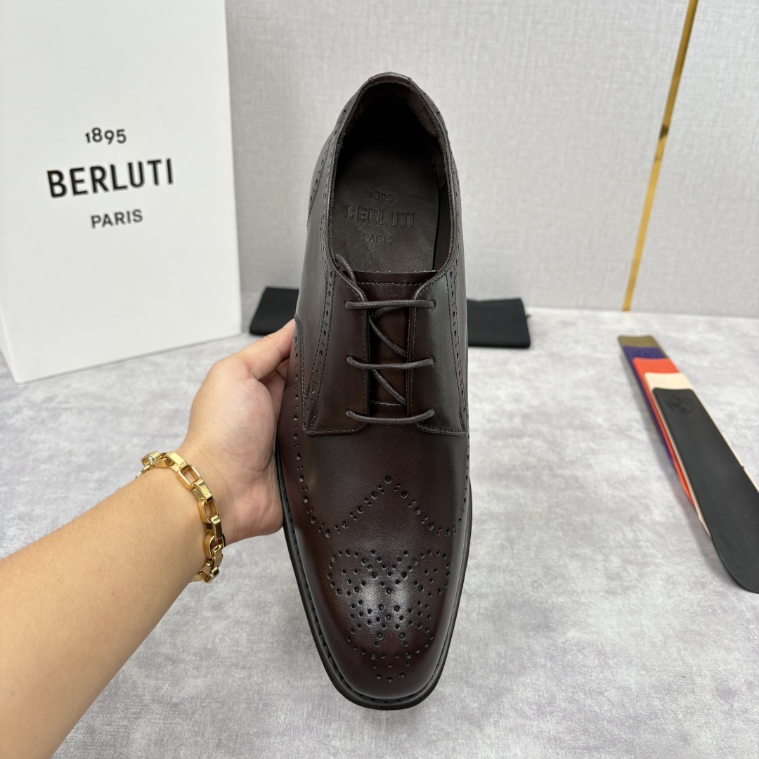 💋 💍 BERLUT* 布鲁提 New Alessio皮革布洛克雕花牛津鞋 官方 17,100 男士厚底